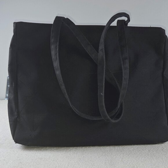 Artistry Black Travel Tote Bag — Starburst Pattern, Zip Top, Shoulder Straps - Picture 2 of 9